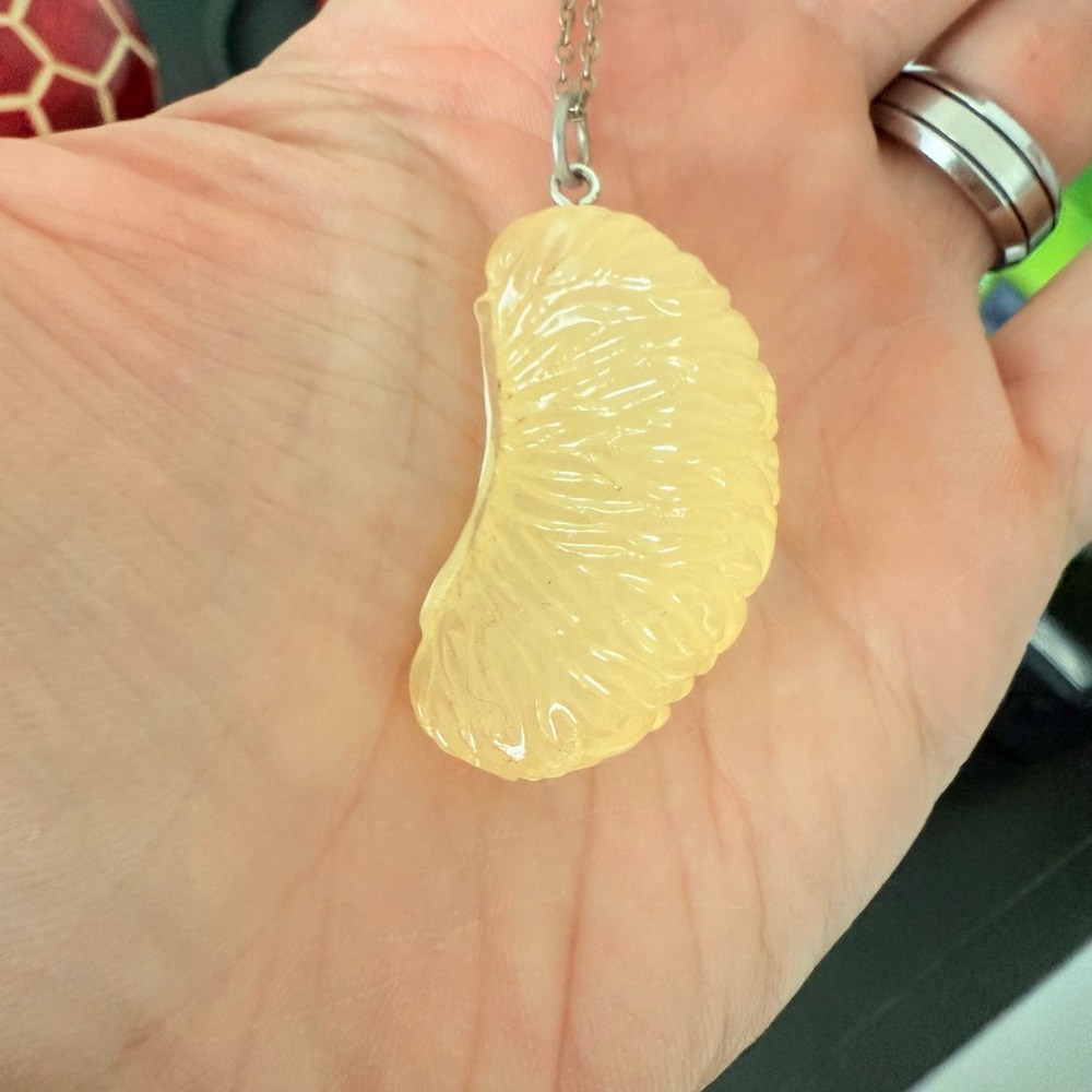 Iced-Orange Citrus Pendant Necklace
